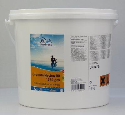 DESINFECTANT EAU PISCINE CHLORE T-GROSSTABLETTES 250G 10KG