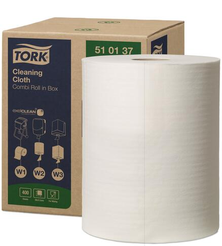 FORMAT NON TISSE USAGE UNIQUE TORK TORK COMBI ROLL W1/2/3 38X43CM BLANC ECOLABEL EU X400 FORMATS