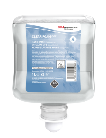 SAVON MOUSSE MAINS CORPS & CHEVEUX CLEAR FOAM PURE CARTOUCHE 1L X6