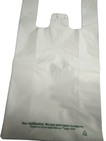 SAC BRETELLES POLYETHYLÈNE BASSE DENSITÉ 50µ 30+14X54CM BLANC LIASSE X500
