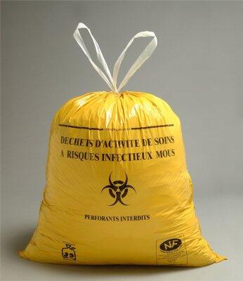 SAC POUBELLE 100L DASRI DECHETS MOYENS LIEN COULISSANT JAUNE X250