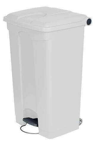 POUBELLE 90L COUVERCLE A PEDALE 2 ROUES BLANC/GRIS