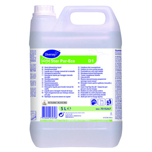 LIQUIDE VAISSELLE SUMA STAR D1 PUR ECO ECOLABEL EU 5L - 2