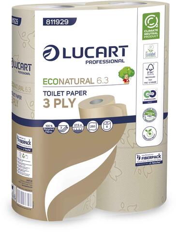 PAPIER TOILETTE PETIT ROULEAU ECONATURAL HAVANE 250 FORMATS 3 PLIS ECOLABEL X30 - 2