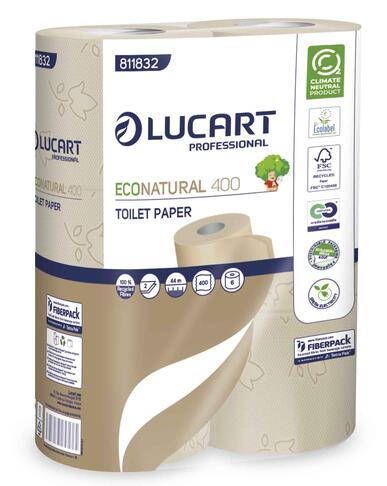 PAPIER TOILETTE PETIT ROULEAU ECONATURAL NATUREL 400 FORMATS 2 PLIS ECOLABEL X30 - 2