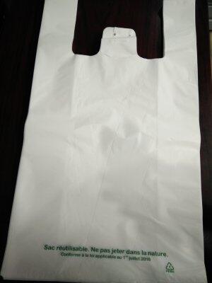 SAC BRETELLES POLYETHYLÈNE BASSE DENSITÉ 50µ 18+10X35CM BLANC LIASSE X1000