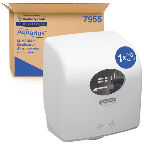 DISTRIBUTEUR D’ESSUIE-MAINS ROULEAUX AQUARIUS™ SLIMROLL BLANC PBS