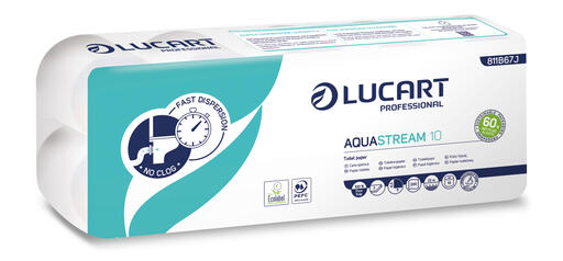 PAPIER TOILETTE PETIT ROULEAU AQUASTREAM BLANC 200 FORMATS 2 PLIS X120 - 2