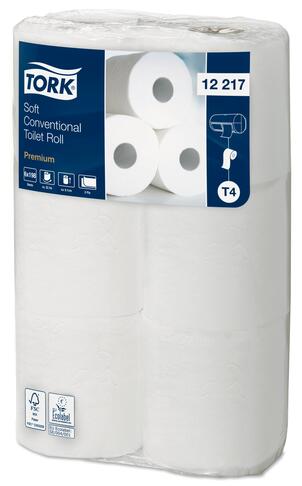 PAPIER TOILETTE PETIT ROULEAU TORK® T4 BLANC 200 FORMATS 2 PLIS ECOLABEL X72