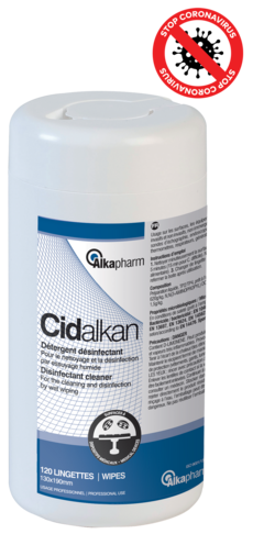 LINGETTES NETTOYANTES DESINFECTANTES SURFACES-DM CIDALKAN X120