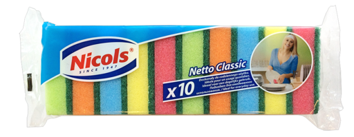 EPONGE MOUSSE ET GRATTANTE 8,9X6X2,6CM NETTO CLASSIC X10