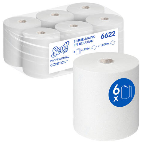 ESSUIE-MAINS ROULEAU SCOTT® CONTROL™ BLANC 300M 1 PLI ECOLABEL X6