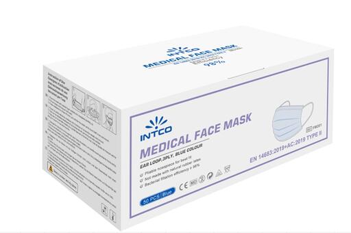 MASQUE MÉDICAL TYPE II 3 PLIS BLEU X50