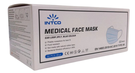 MASQUE MEDICALTYPE IIR 3 PLIS BLEU X50