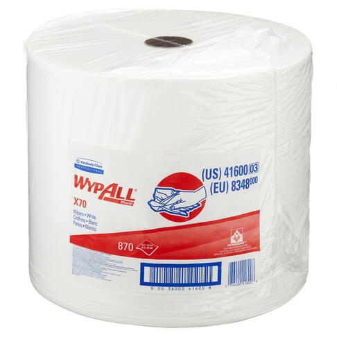 BOBINE DEVIDAGE CLASSIQUE NON TISSE WYPALL X70 BLANC 870 FORMATS 34X31,5CM