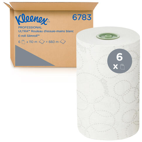 ESSUIE-MAINS ROULEAU KLEENEX® ULTRA SLIMROLL BLANC 110M 2 PLIS ECOLABEL X6