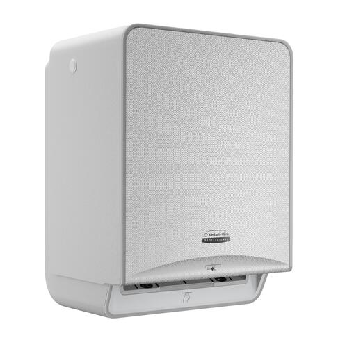 DISTRIBUTEUR D’ESSUIE-MAINS ROULEAUX À DÉCOUPE AUTOMATIQUE & OPTIQUE ICON™ GRIS MOSAÏQUE