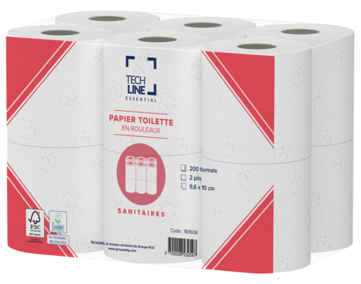 PAPIER TOILETTE PETIT ROULEAU BLANC 200 FORMATS 2 PLIS ECOLABEL X96