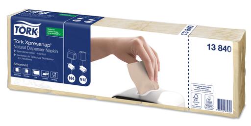 SERVIETTE POUR DISTRIBUTEUR 21.3X16.5CM TORK® XPRESSNAP® N4 1 PLI NATUREL X8000 - 2