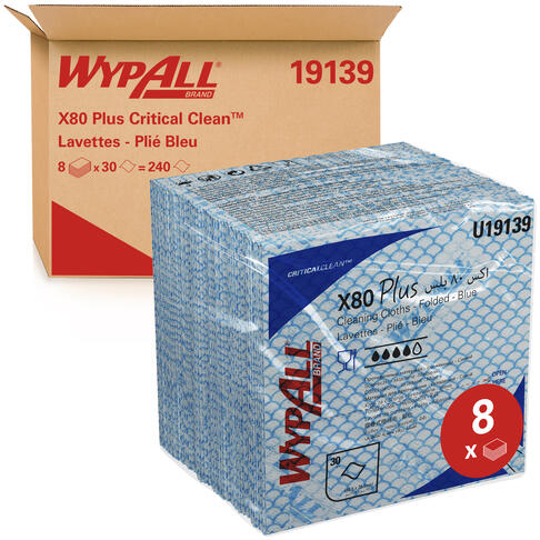 LAVETTE NON TISSEE USAGE UNIQUE WYPALL X80+ 35X34CM BLEU X30
