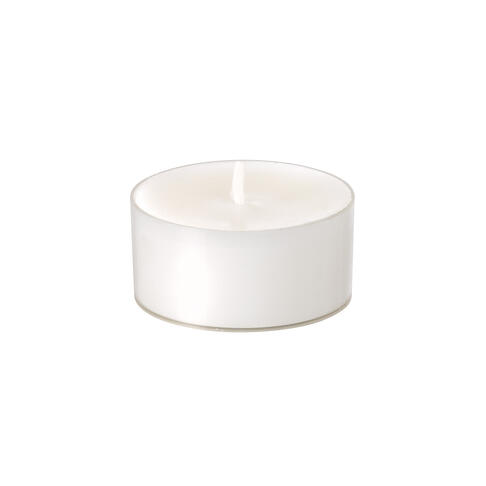 BOUGIE RECHAUD STEARINE D 39MM 6H BLANC AVEC COUPELLE X400