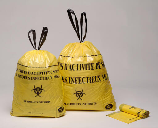 SAC POUBELLE 50L DASRI LIEN COULISSANT DECHETS LEGERS JAUNE X600