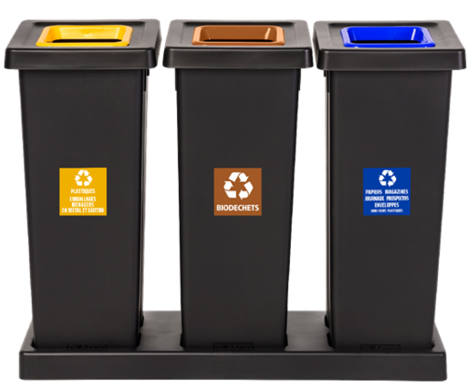 STATION DE TRI FIT 3X50L GRIS ANTHRACITE / JAUNE / BLEU / ROUGE