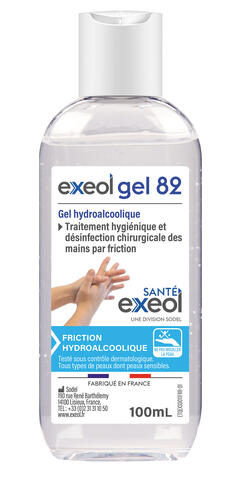GEL HYDROALCOOLIQUE EXEOL GEL 82 FLACON 100ML - 2