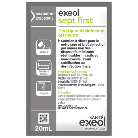DETERGENT DESINFECTANT CONCENTRE POUR DISPOSITIFS MEDICAUX EXEOL FIRST 250X20ML