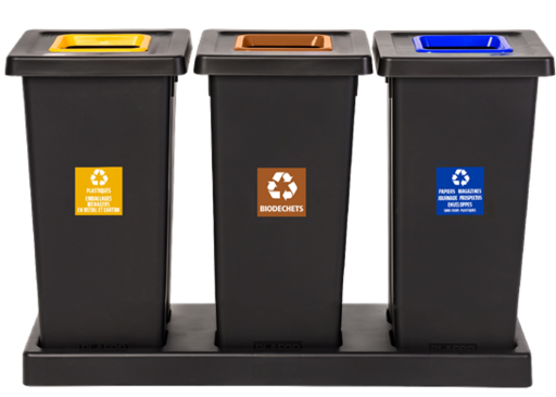 STATION DE TRI FIT 3X70L GRIS ANTHRACITE / JAUNE / MARRON / BLEU