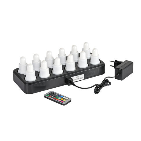 KIT 12 LED RECHARGEABLE MULTICOLORE CHARGEUR TELECOMMANDE