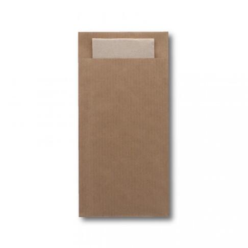 POCHETTE À COUVERTS KRAFT BRUN AVEC SERVIETTE CELI-OUATE BRUNE 39X39CM X240