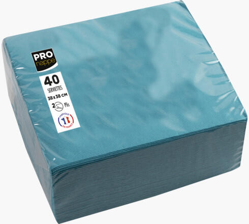 SERVIETTE 38X38CM OUATE GAUFRÉE 2 PLIS TURQUOISE X1200