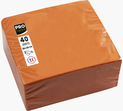 SERVIETTE 38X38CM OUATE GAUFRÉE 2 PLIS ORANGE X1200