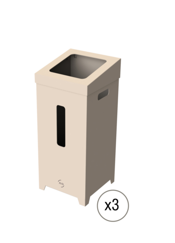 POUBELLE DE TRI EN CARTON 75L MARRON X3