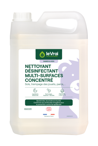 DETERGENT DESINFECTANT MULTI SURFACES CONCENTRE BABIES & KIDS LE VRAI PROFESSIONNEL 5L