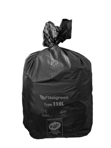 SAC POUBELLE 110L FLEXIGREEN BASSE DENSITE DECHETS MOYENS NOIR X250