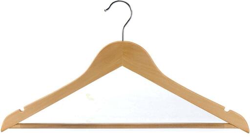 CINTRE AVEC BARRE PORTE PANTALON 45X24CM BOIS NATUREL X50