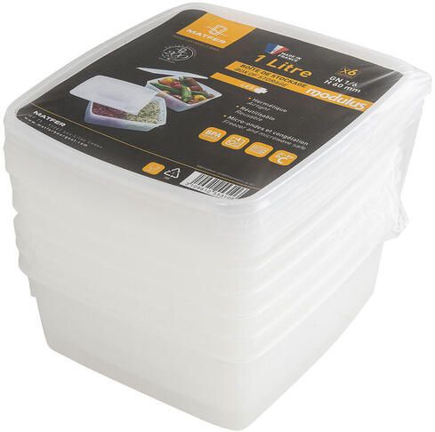 SOUPLES BACS GN 1/6 176X162X60MM AVEC COUVERCLES X6