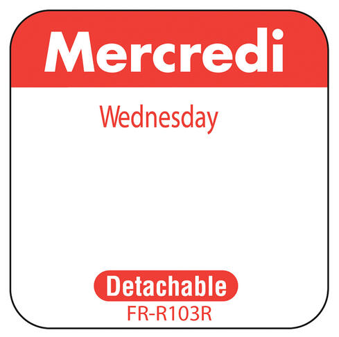 ETIQUETTE 2,5X2,5CM MERCREDI ROUGE RLX/1000