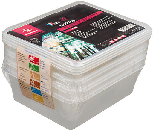 BACS MODULUS POLYPROPYLÈNE GN 1/2 AVEC COUVERCLES 6 X4