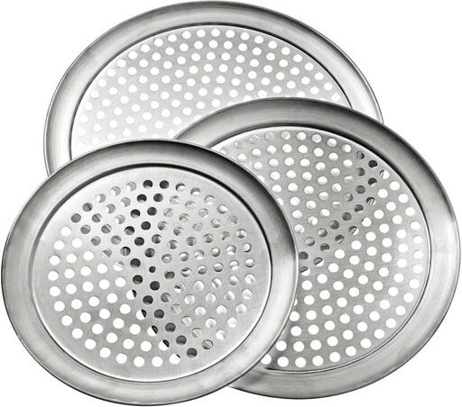 PLATEAU ROND À PIZZA PERFORÉ 9MM ALUMINIUM DIAMÈTRE 28 CM