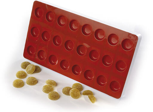 MOULE SILICONE PÂTE DE FRUIT 24 PALETS RONDS 3.4 CM