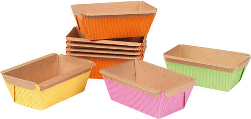 MOULES À CAKE INDIVIDUEL EN CARTON CUISSON VENTE ORANGE/VERT/JAUNE/ROSE 95X53X47 MM 27 CL X48
