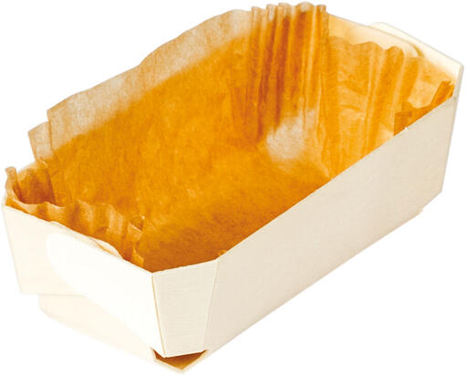 MOULES EN BOIS AVEC CAISSETTE PAPIER CUISSON VENTE FORME CAKE INDIVIDUEL 120X60X40 MM 10 CL X600
