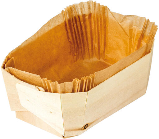 MOULES EN BOIS AVEC CAISSETTE PAPIER CUISSON VENTE FORME PAIN NORDIQUE 140X90X45 MM 25 CL X400