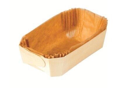 MOULES EN BOIS AVEC CAISSETTE PAPIER CUISSON VENTE FORME PAIN NORDIQUE 140X95X55 MM 30 CL X200