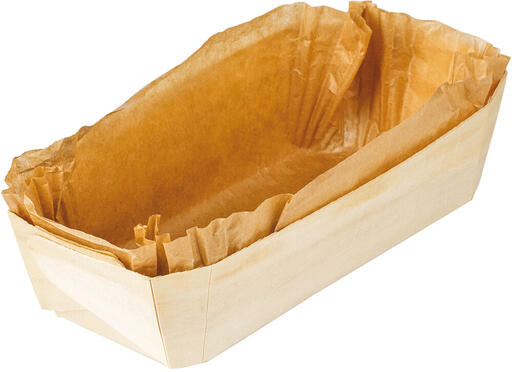 MOULES EN BOIS AVEC CAISSETTE PAPIER CUISSON VENTE FORME BRIOCHE LONGUE 255X115X70 MM 125 CL X100