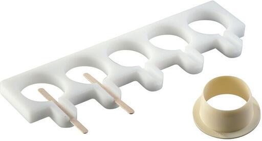 MOULE SUCETTE GLACE RONDE 5 EMPREINTES AVEC DÉCOUPOIR 65MM