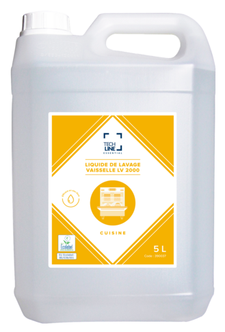 DETERGENT LIQUIDE VAISSELLE EAU DURE TECHLINE LV2000 ECOLABEL EU 5L